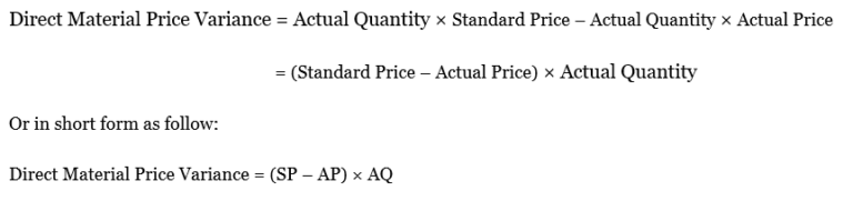 direct materials variance formula