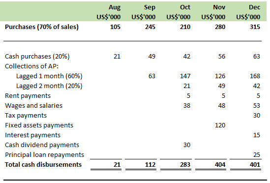 Cash Disbursements Projection