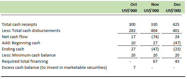 Sample of Cash Budget