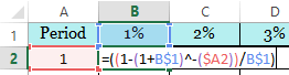 PVIFA - Ordinary Annuity Formula in Excel Spreadsheet