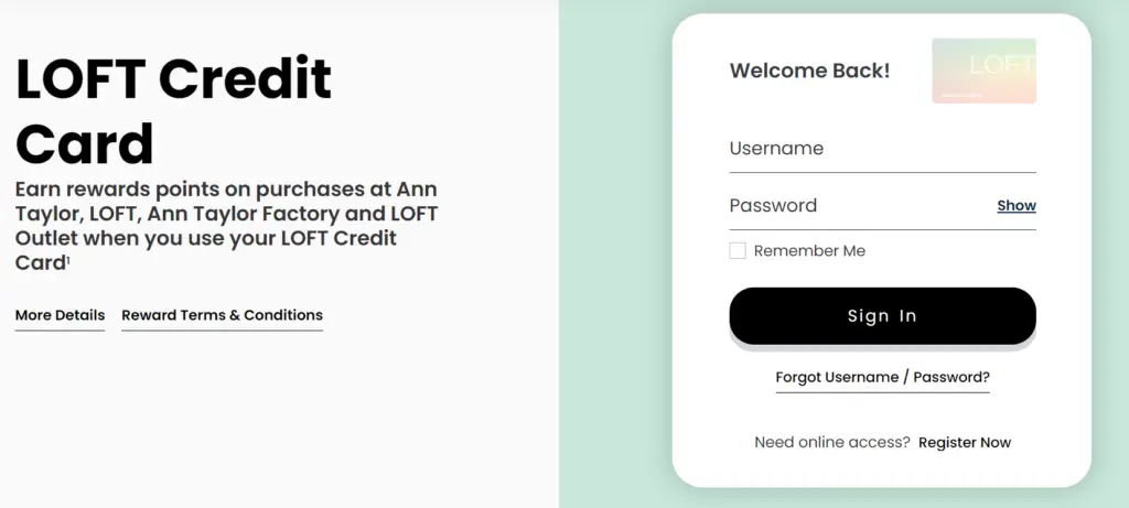 Loft Credit Card Login